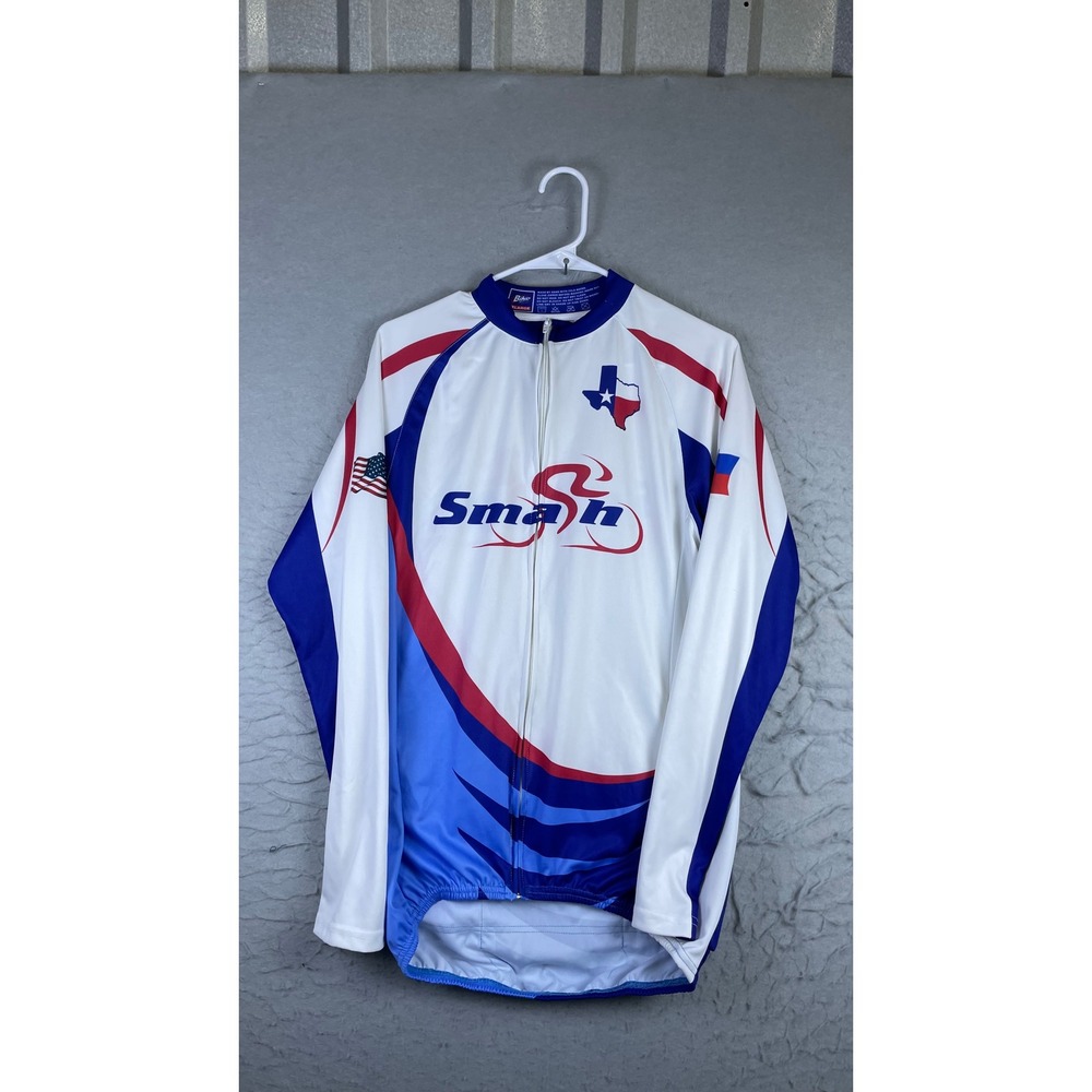 Bike Mate Cycling Jersey Mens 2XL White Excellent Texas Philippines Smash Zip